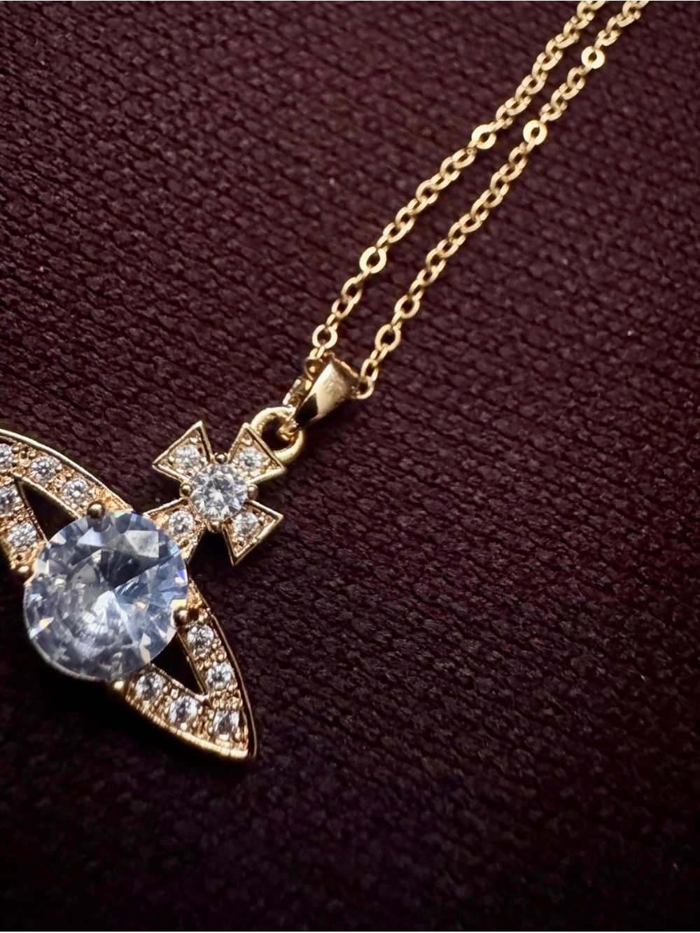 Saturn Crystal Cross Pendant Necklace - Elegant Women’s Jewelry